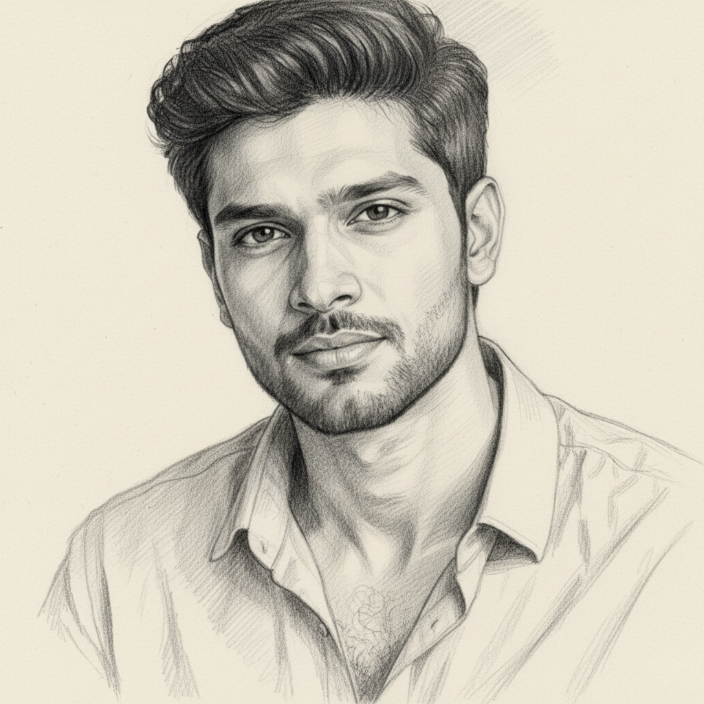 Solo portrait to sketch - pencil sketch