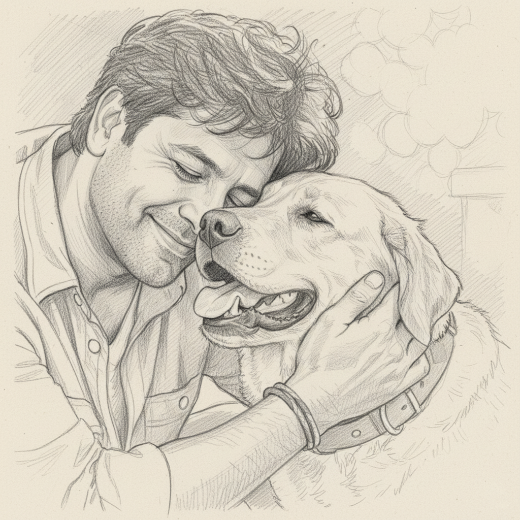 A moment with your pet - pencil sketch